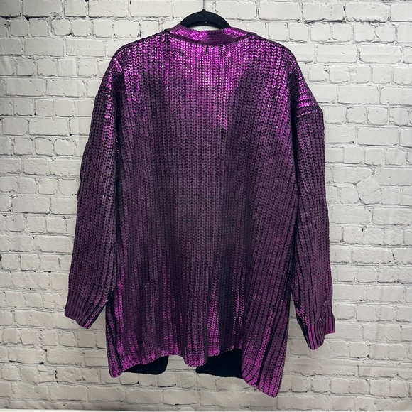 Bibi Women's Chunky knit Purple cardigan nwt size xl - Picture 2 of 9